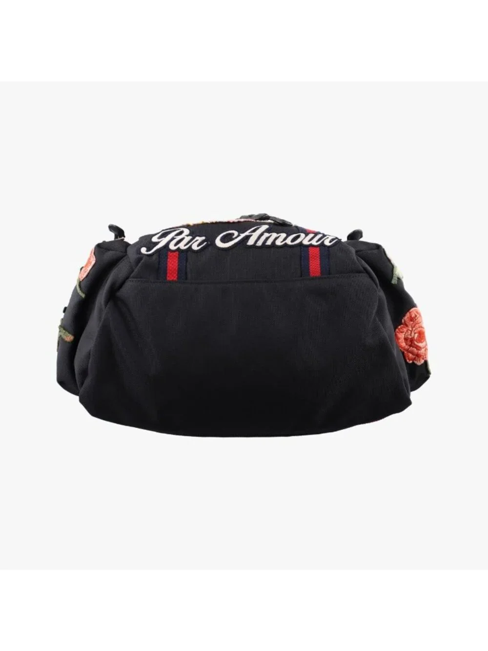 Gucci Sherry Line Embroidered Tiger Black Multicolor Canvas Backpack